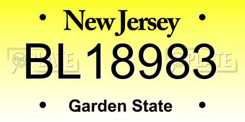 BL18983 New Jersey License Plate
