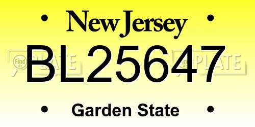 BL25647 New Jersey License Plate