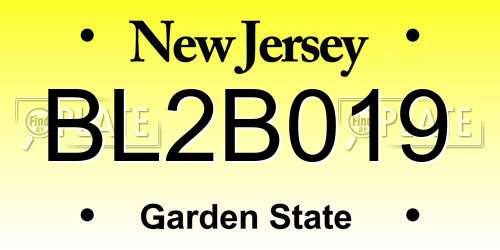 BL2B019 New Jersey License Plate