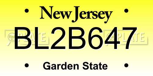 BL2B647 New Jersey License Plate