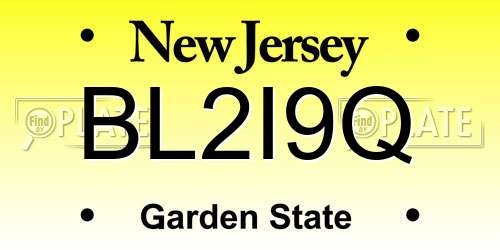 BL2I9Q New Jersey License Plate