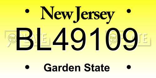 BL49109 New Jersey License Plate