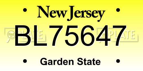 BL75647 New Jersey License Plate