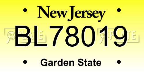 BL78019 New Jersey License Plate