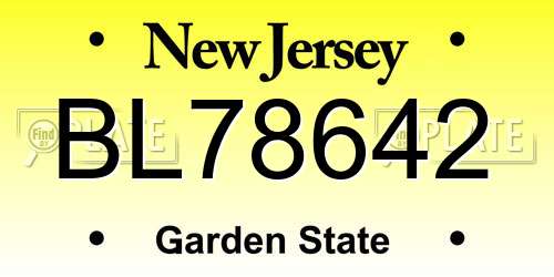 BL78642 New Jersey License Plate