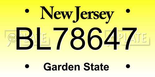 BL78647 New Jersey License Plate
