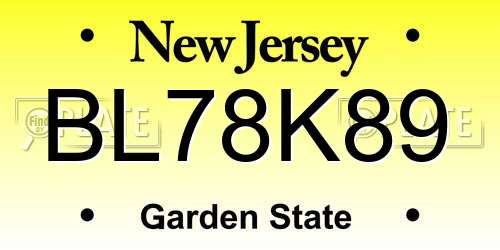 BL78K89 New Jersey License Plate
