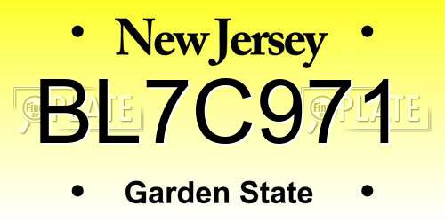 BL7C971 New Jersey License Plate