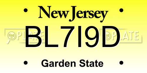 BL7I9D New Jersey License Plate