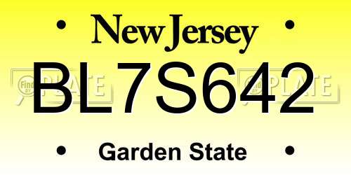 BL7S642 New Jersey License Plate