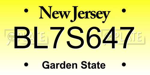 BL7S647 New Jersey License Plate