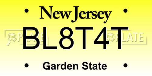 BL8T4T New Jersey License Plate