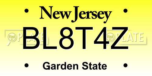 BL8T4Z New Jersey License Plate