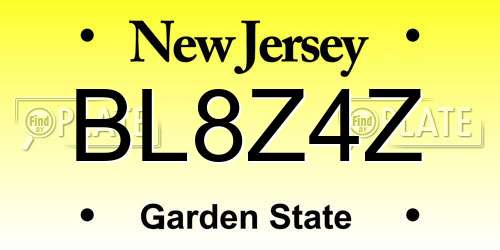 BL8Z4Z New Jersey License Plate