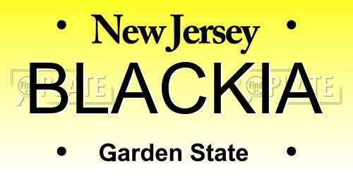 BLACKIA New Jersey License Plate