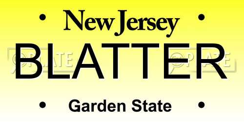 BLATTER New Jersey License Plate