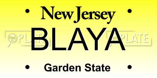 BLAYA New Jersey License Plate