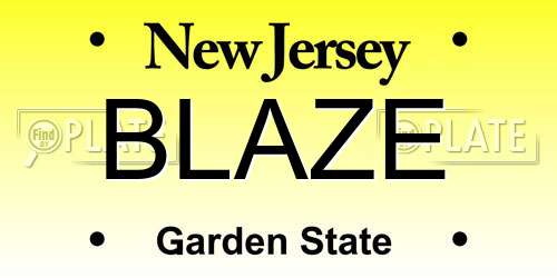 BLAZE New Jersey License Plate