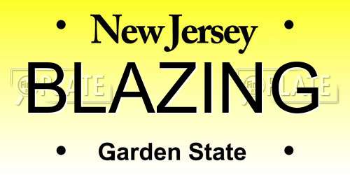 BLAZING New Jersey License Plate