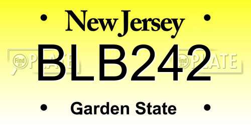 BLB242 New Jersey License Plate