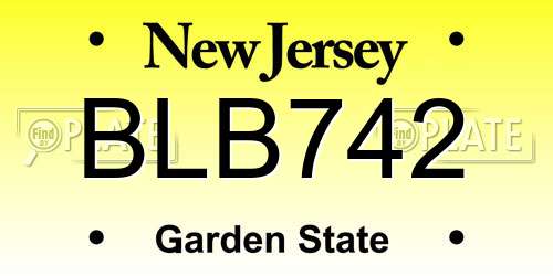 BLB742 New Jersey License Plate