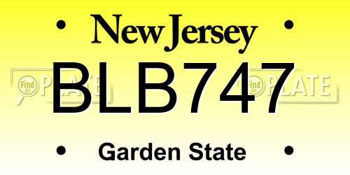 BLB747 New Jersey License Plate