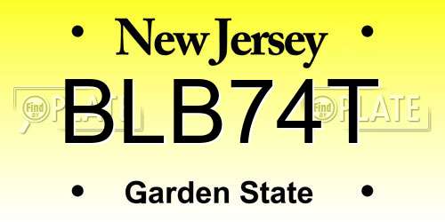 BLB74T New Jersey License Plate