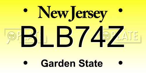 BLB74Z New Jersey License Plate