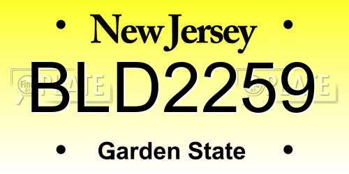 BLD2259 New Jersey License Plate