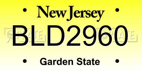 BLD2960 New Jersey License Plate