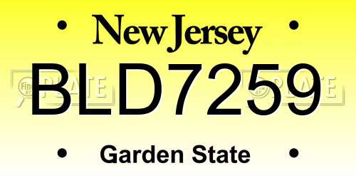 BLD7259 New Jersey License Plate