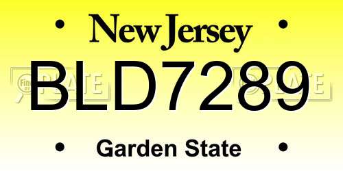 BLD7289 New Jersey License Plate
