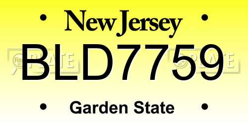 BLD7759 New Jersey License Plate