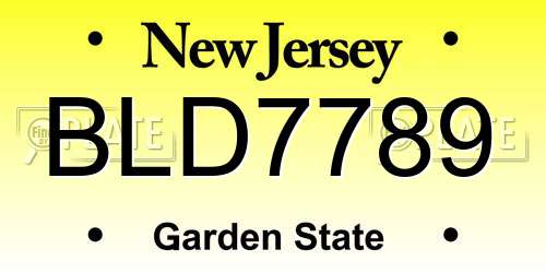 BLD7789 New Jersey License Plate