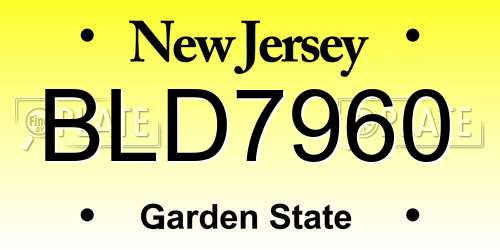 BLD7960 New Jersey License Plate
