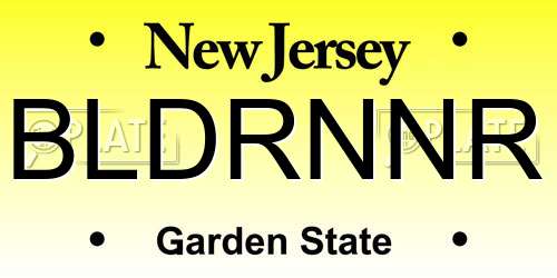 BLDRNNR New Jersey License Plate
