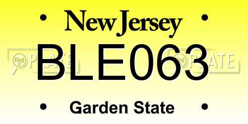BLE063 New Jersey License Plate
