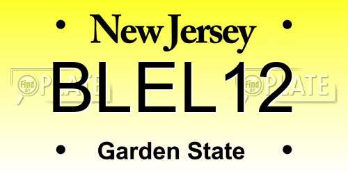 BLEL12 New Jersey License Plate