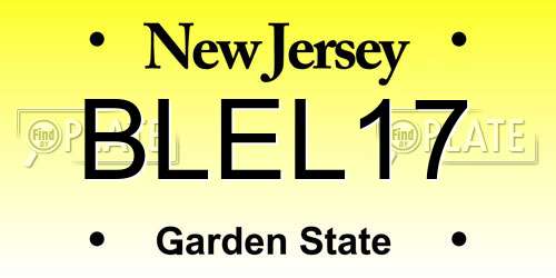 BLEL17 New Jersey License Plate