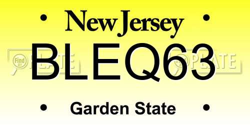 BLEQ63 New Jersey License Plate