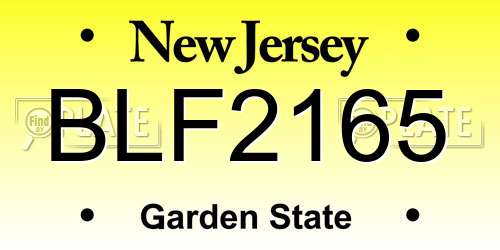 BLF2165 New Jersey License Plate