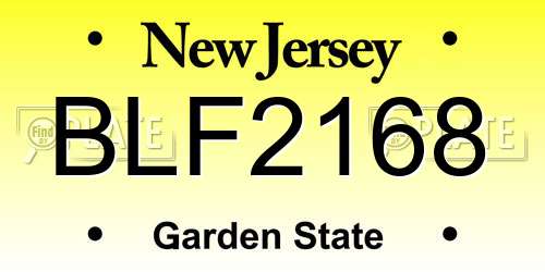 BLF2168 New Jersey License Plate