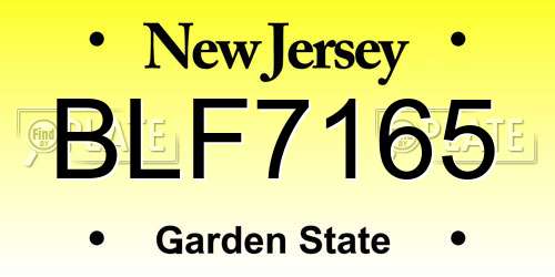 BLF7165 New Jersey License Plate