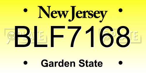 BLF7168 New Jersey License Plate