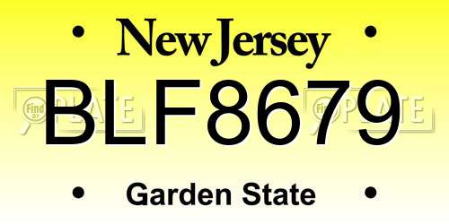 BLF8679 New Jersey License Plate