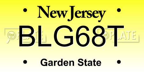 BLG68T New Jersey License Plate