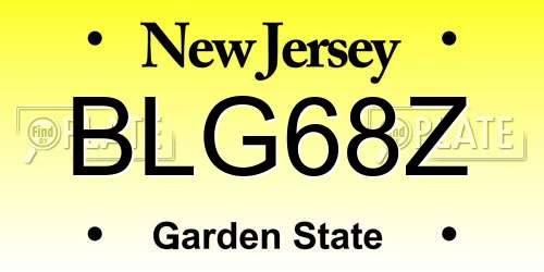 BLG68Z New Jersey License Plate