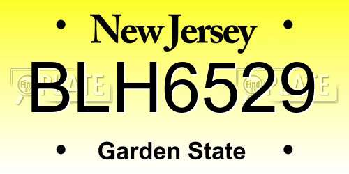 BLH6529 New Jersey License Plate