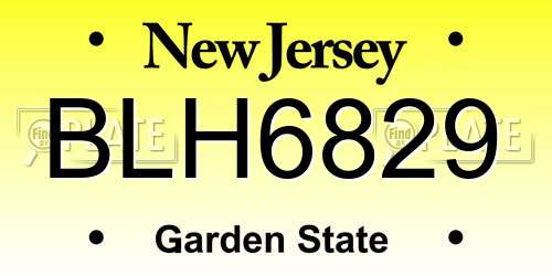 BLH6829 New Jersey License Plate