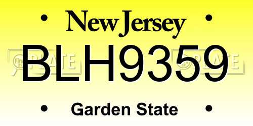 BLH9359 New Jersey License Plate